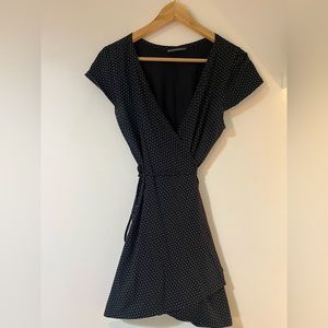 Brandy Melville Navy Blue Wrap Dress with White Dots